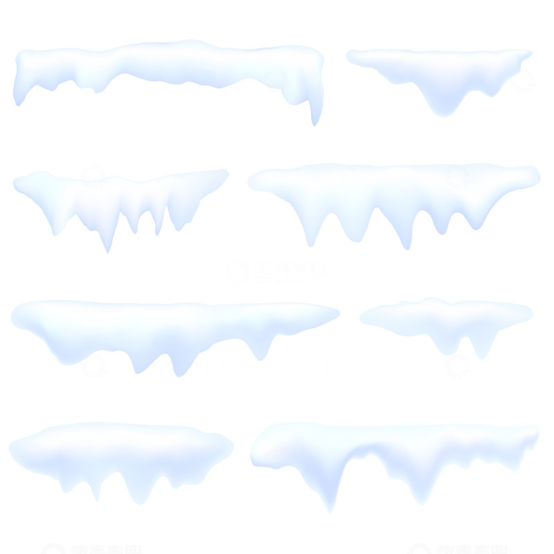 冬天白色积雪雪花圣诞节装饰插画矢量元素