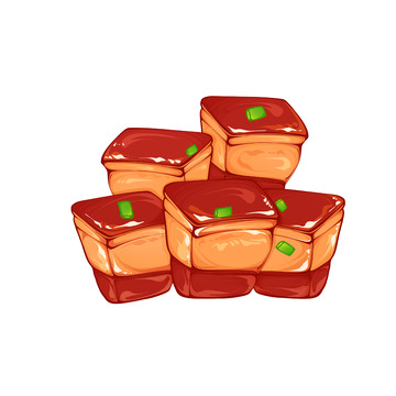 手绘插画红烧肉素材