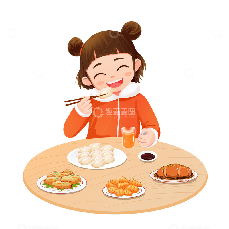 源文件下载【趣麦麦图】冬天儿童冬至吃饺子