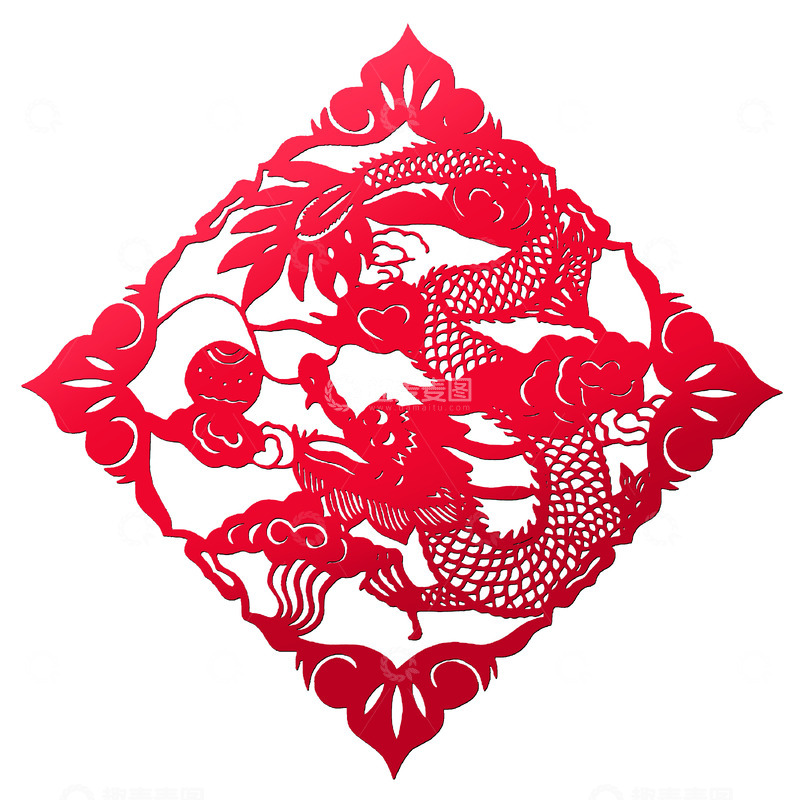 源文件下载【趣麦麦图】龙年剪纸春节除夕新年窗花图案