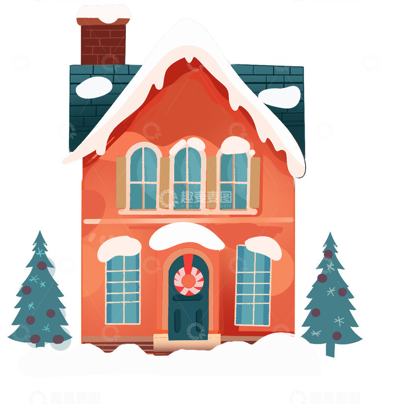 源文件下载【趣麦麦图】圣诞卡通房子