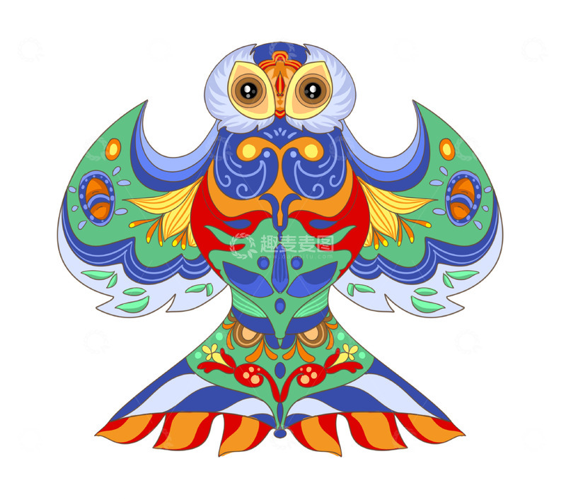 源文件下载【趣麦麦图】猫头鹰漂亮风筝