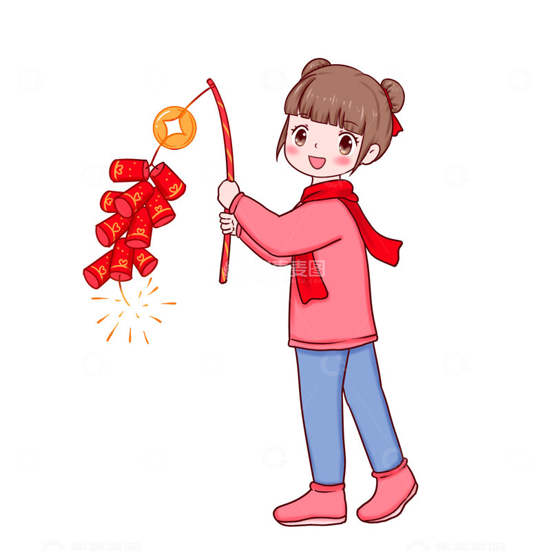 源文件下载【趣麦麦图】元旦海报背景元素放鞭炮庆祝节日