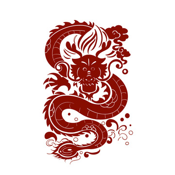 龙年剪影红色春节新年龙年
