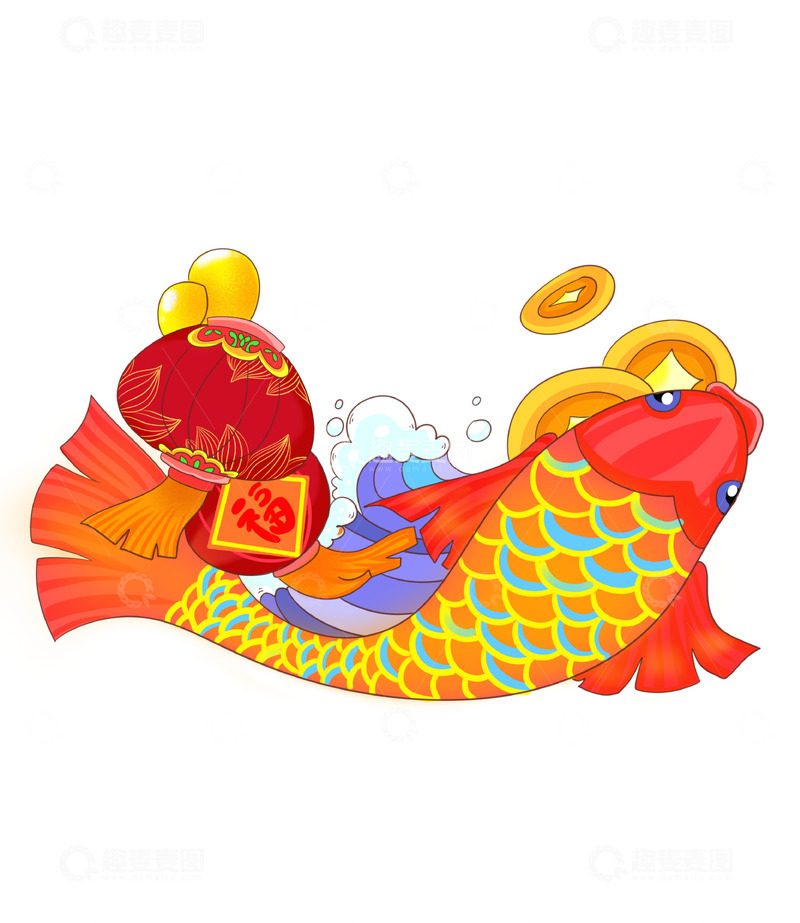 源文件下载【趣麦麦图】金灿灿的金锦鲤
