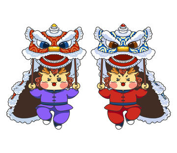 龙年舞狮子龙年元素