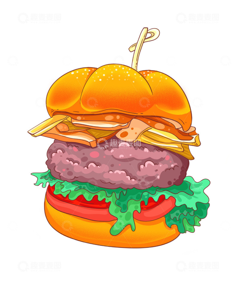 源文件下载【趣麦麦图】美味的薯条牛肉汉堡