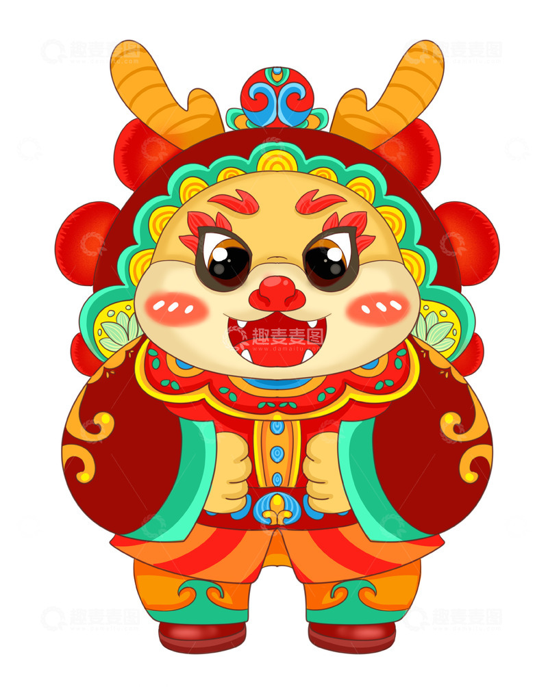 源文件下载【趣麦麦图】可爱的戏曲小龙