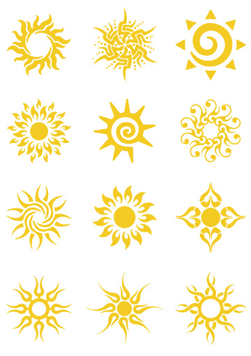 卡通金色太阳装饰手绘插画图标矢量元素