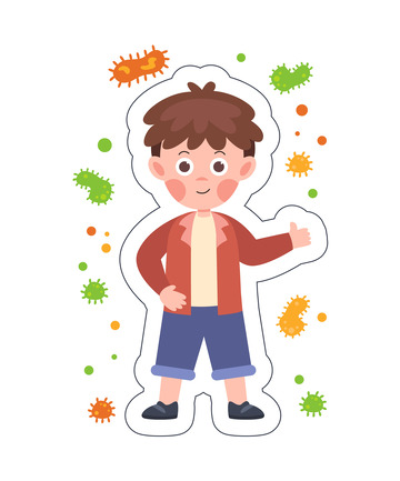 卡通简约防护细菌入侵