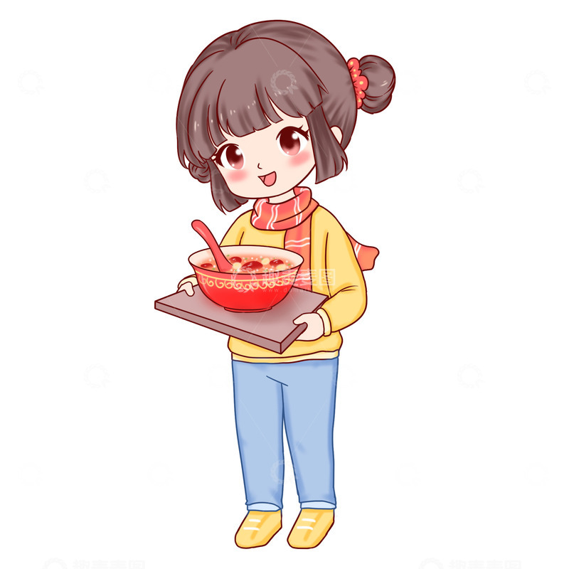 源文件下载【趣麦麦图】腊八粥元素端腊八粥人物