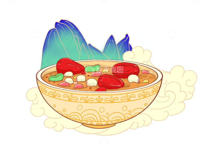 源文件下载【趣麦麦图】新年腊八粥传统节日