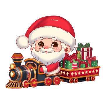 开小火车送礼物的圣诞老人
