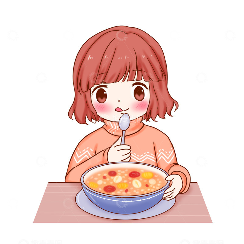 源文件下载【趣麦麦图】腊八粥人物品尝