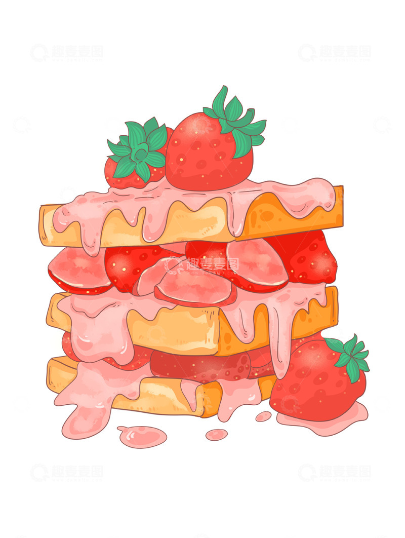 源文件下载【趣麦麦图】美味的草莓多多蛋糕