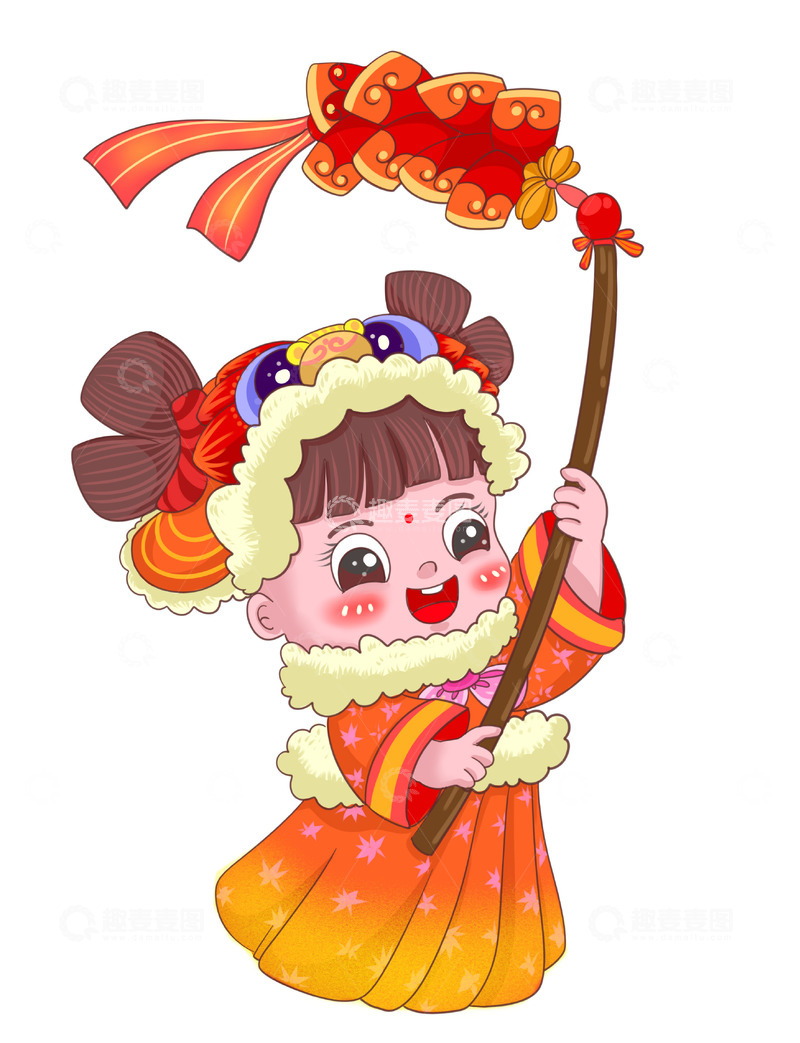 源文件下载【趣麦麦图】-新年可爱小女孩形象