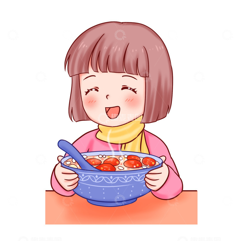 源文件下载【趣麦麦图】腊八粥吃美食人物