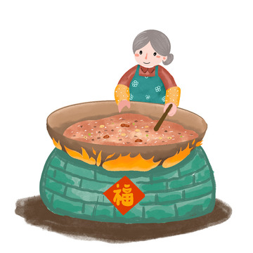 腊八粥煮腊八粥老奶奶火灶台腊八节