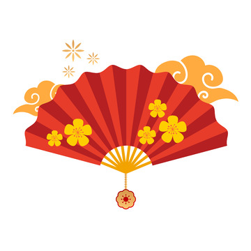 春节中国风扇子