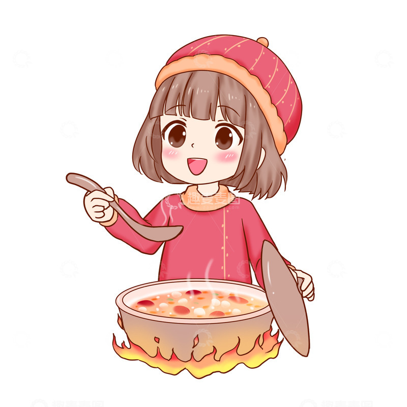 源文件下载【趣麦麦图】人物煮腊八粥场景