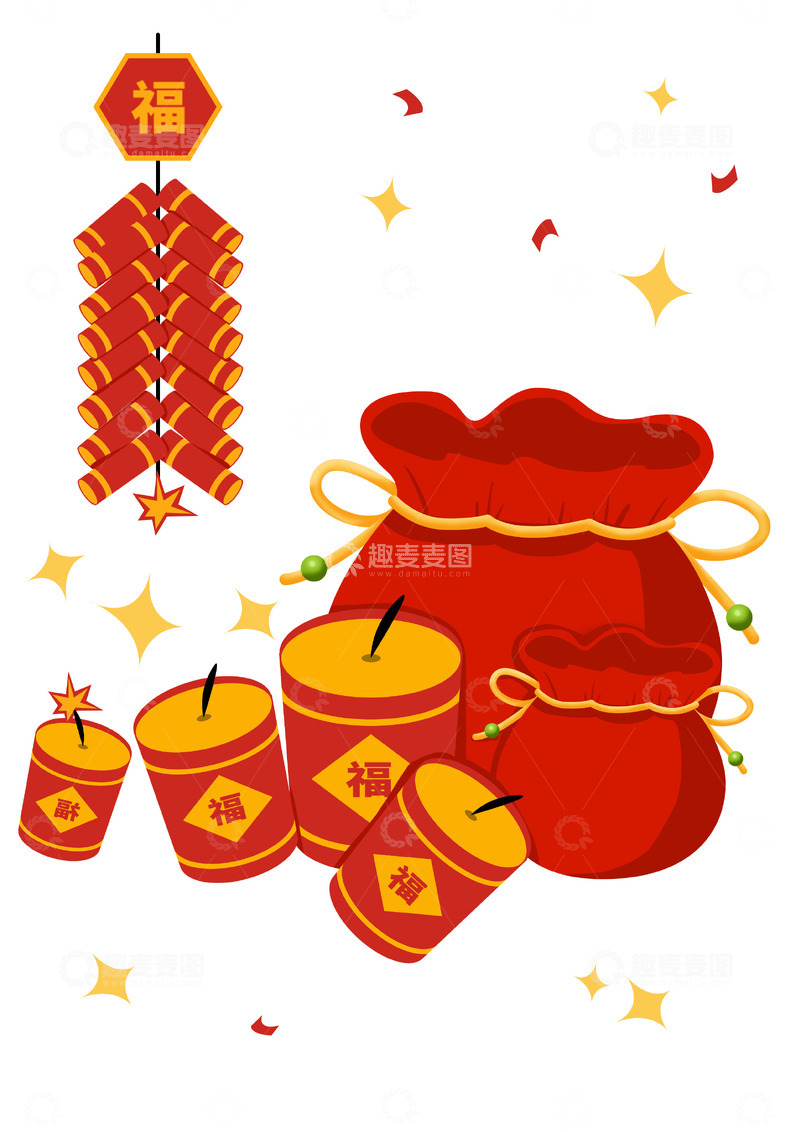 卡通新年喜庆鞭炮