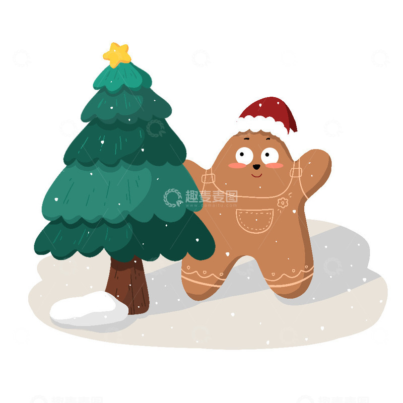 源文件下载【趣麦麦图】圣诞老人卡通风姜饼人圣诞树