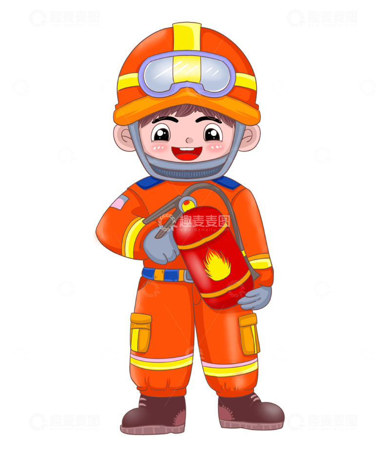 源文件下载【趣麦麦图】可爱的灭火消防员