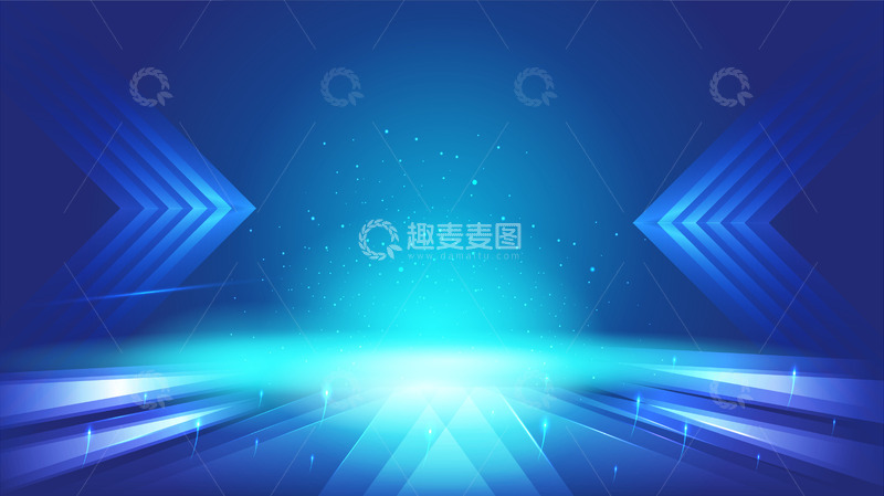 源文件下载【趣麦麦图】蓝色科技年会展板展会背景