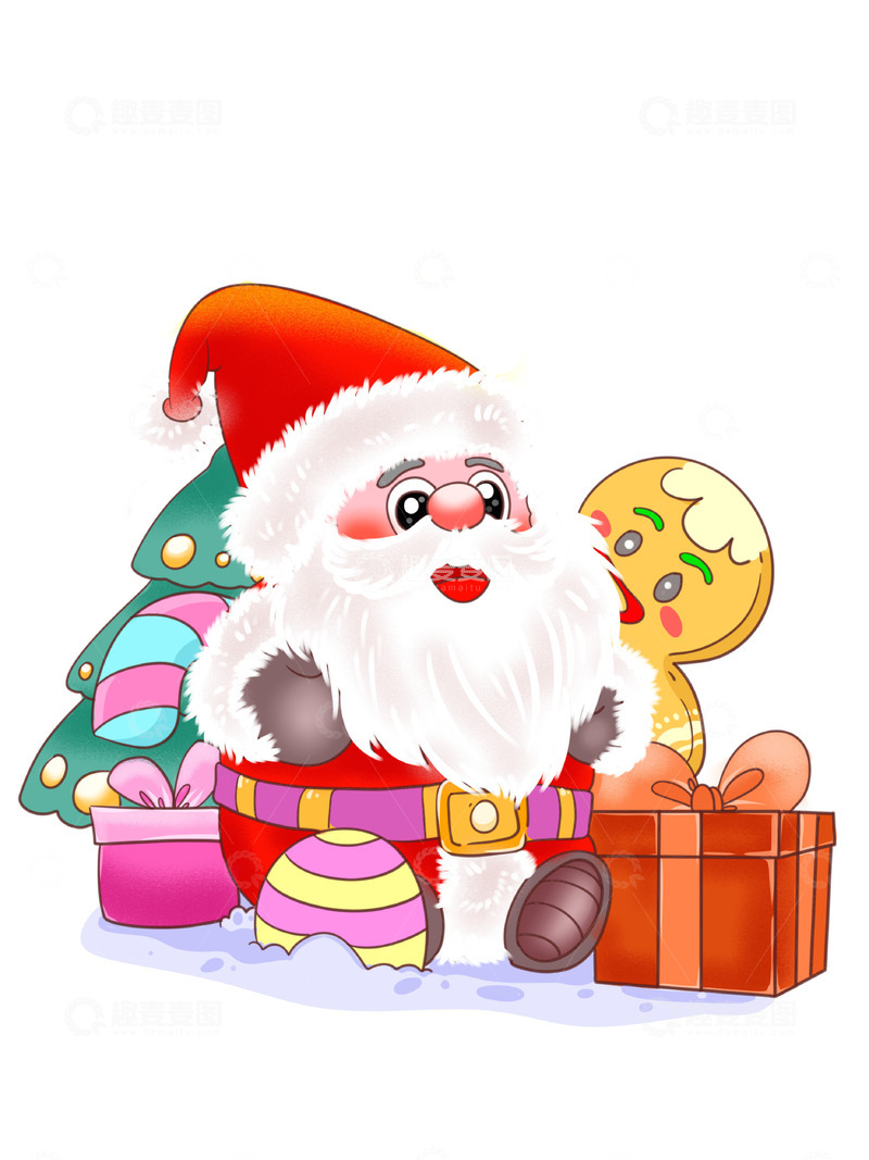 源文件下载【趣麦麦图】毛茸茸可爱的圣诞老人