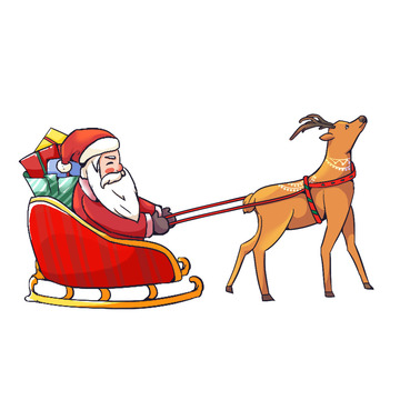 圣诞节圣诞老人坐雪橇