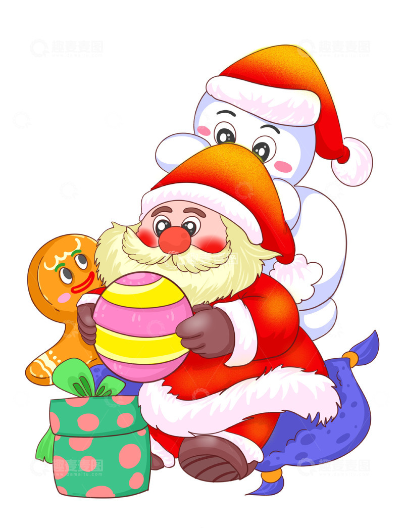 源文件下载【趣麦麦图】圣诞节大家一起拆礼物