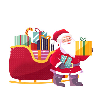 圣诞节坐雪橇送礼物