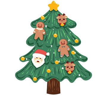 圣诞树姜饼人驯鹿元素