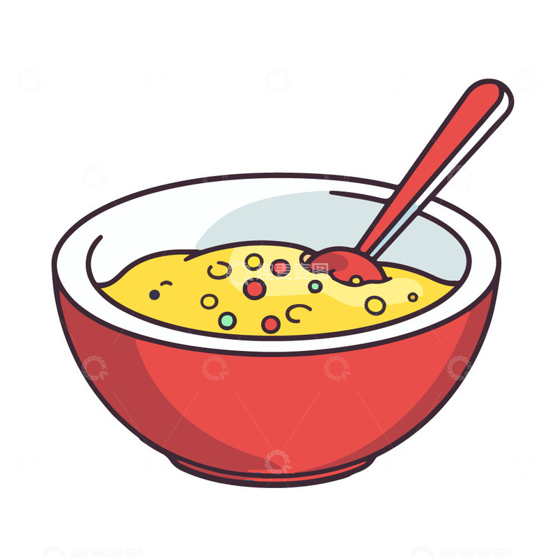 源文件下载【趣麦麦图】美味的小米粥腊八粥粥插画