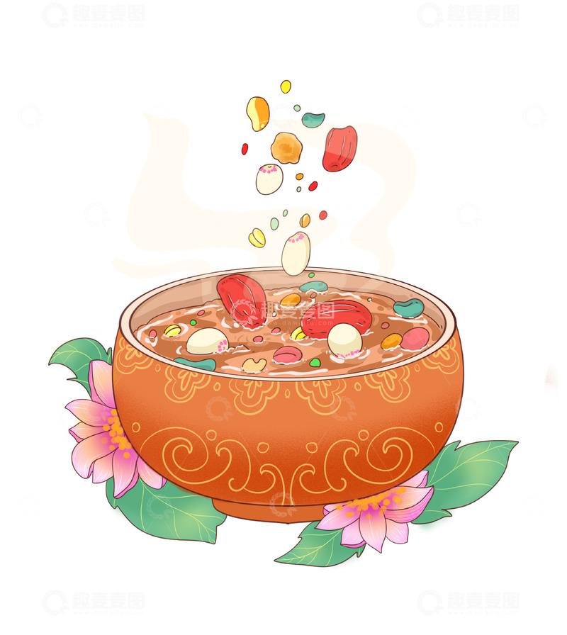源文件下载【趣麦麦图】美味新年腊八粥鲜花
