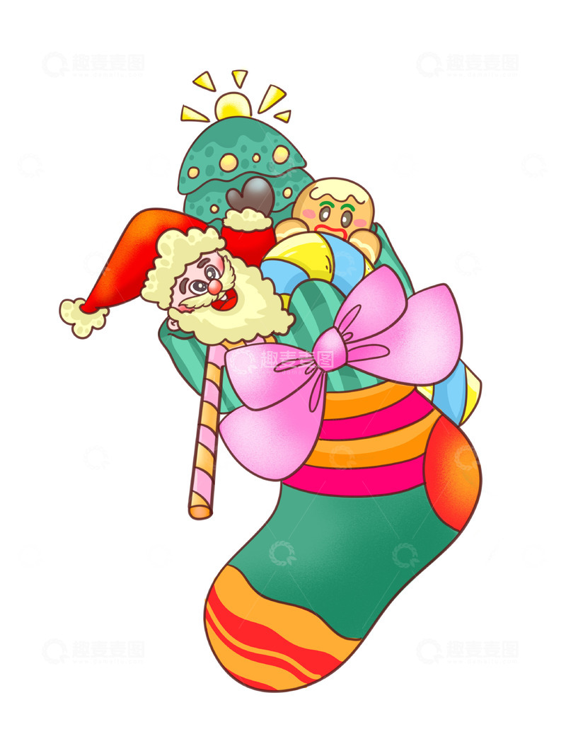 源文件下载【趣麦麦图】装袜子的圣诞老人