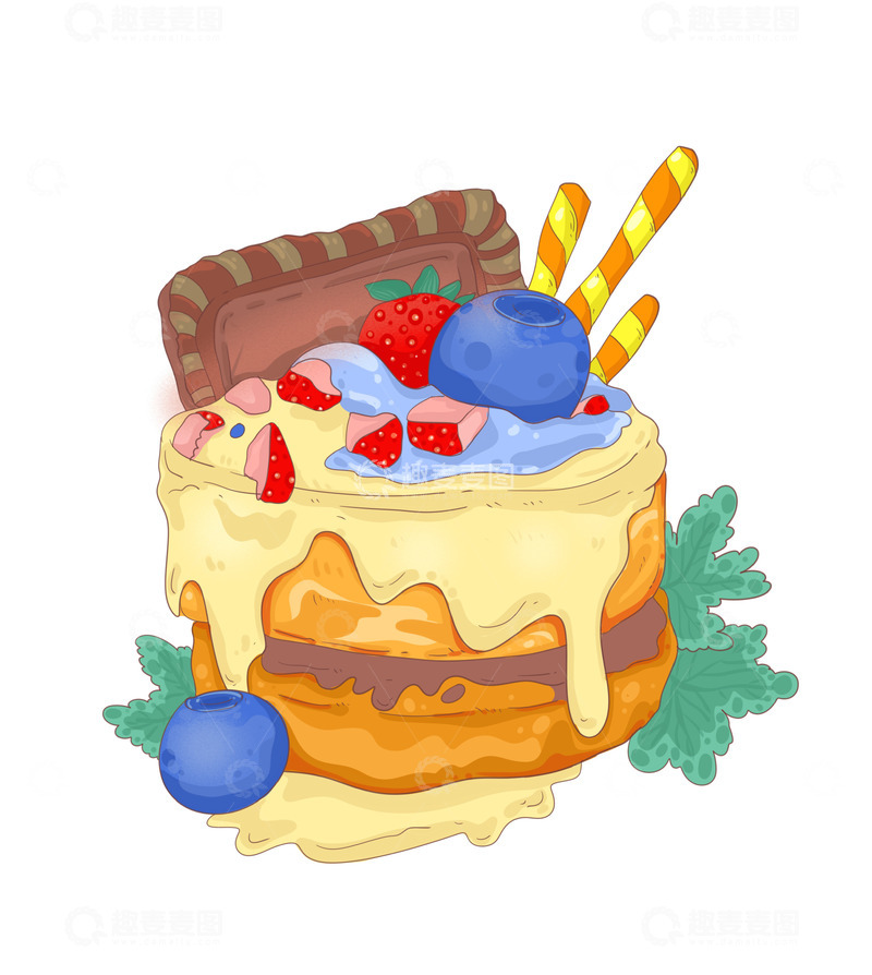 源文件下载【趣麦麦图】美味可口的蓝莓蛋糕