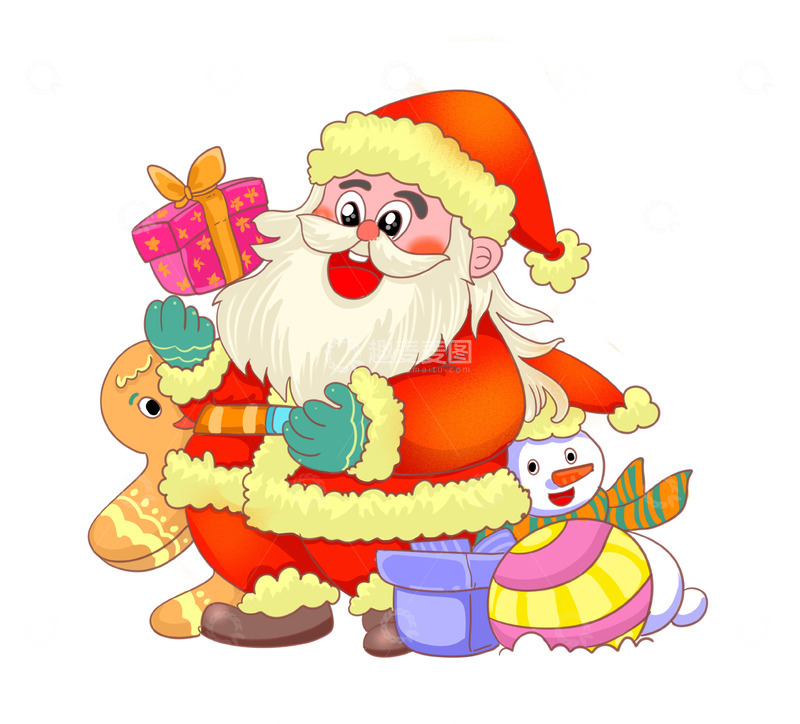 源文件下载【趣麦麦图】圣诞节可爱老人发礼物啦