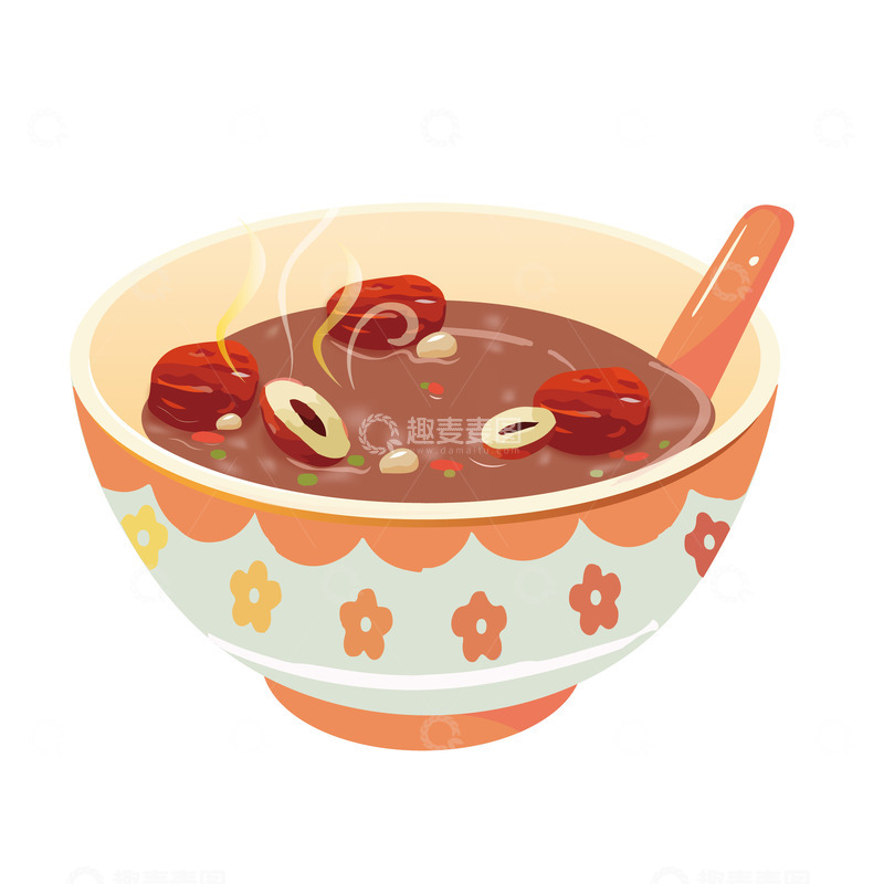 源文件下载【趣麦麦图】热气腾腾的腊八粥手绘图