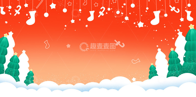 源文件下载【趣麦麦图】红色插画圣诞节宣传展板设计