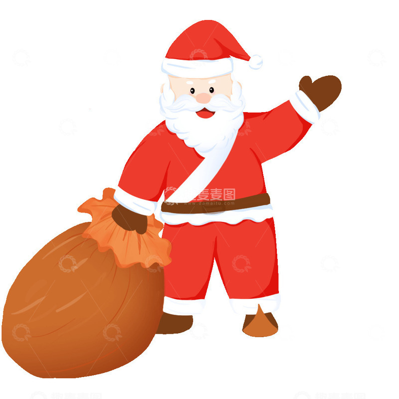 源文件下载【趣麦麦图】圣诞老人圣诞节送礼物卡通手绘