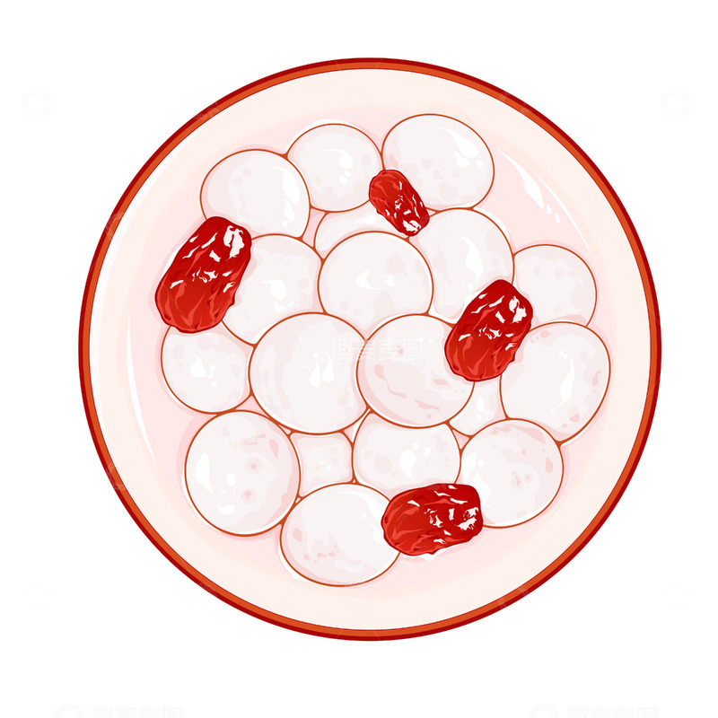源文件下载【趣麦麦图】手绘插画红枣汤圆素材