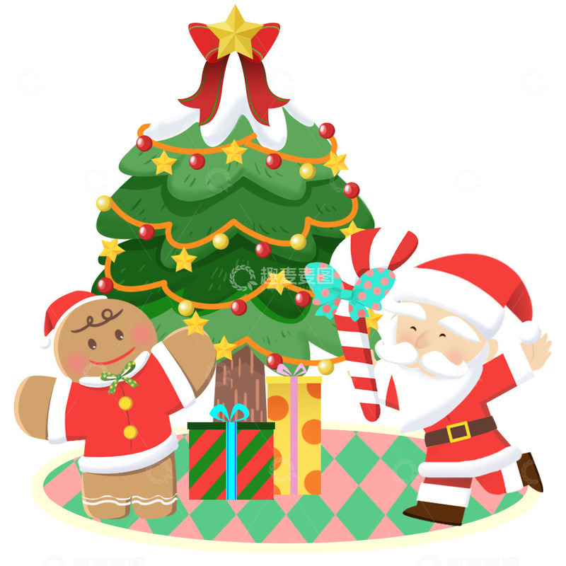 源文件下载【趣麦麦图】圣诞老人与姜饼人