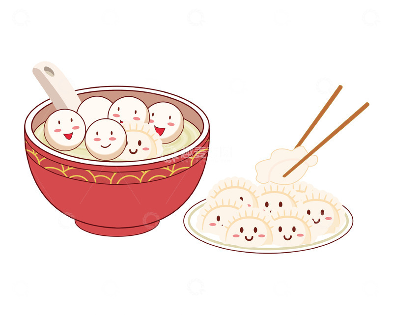 源文件下载【趣麦麦图】饺子汤圆美食元素
