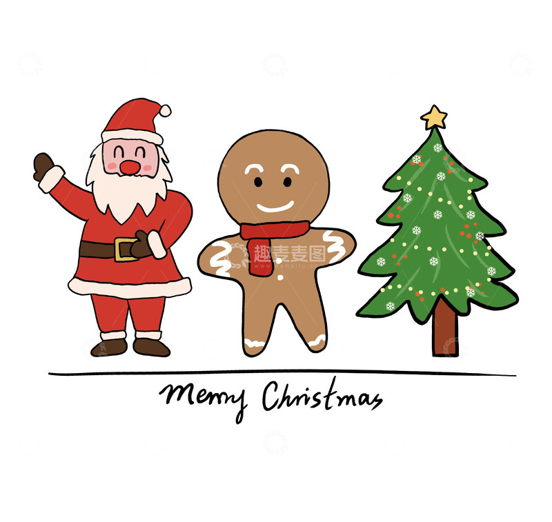 源文件下载【趣麦麦图】圣诞老人姜饼人圣诞树圣诞快乐
