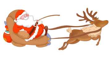 送礼的麋鹿与圣诞老人