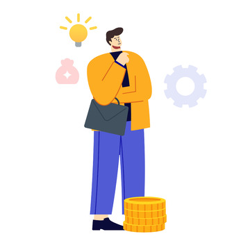 思考的商人插画