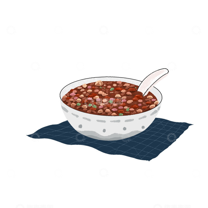 源文件下载【趣麦麦图】腊八粥腊八节粥碗勺子布手绘卡通