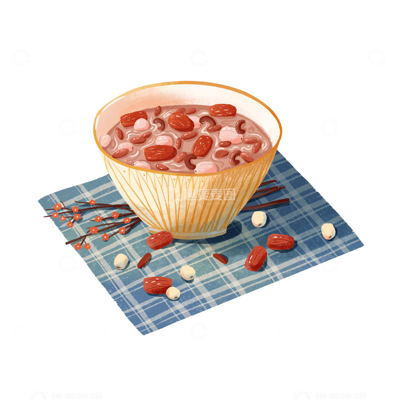 源文件下载【趣麦麦图】腊八节手绘腊八粥元素美食