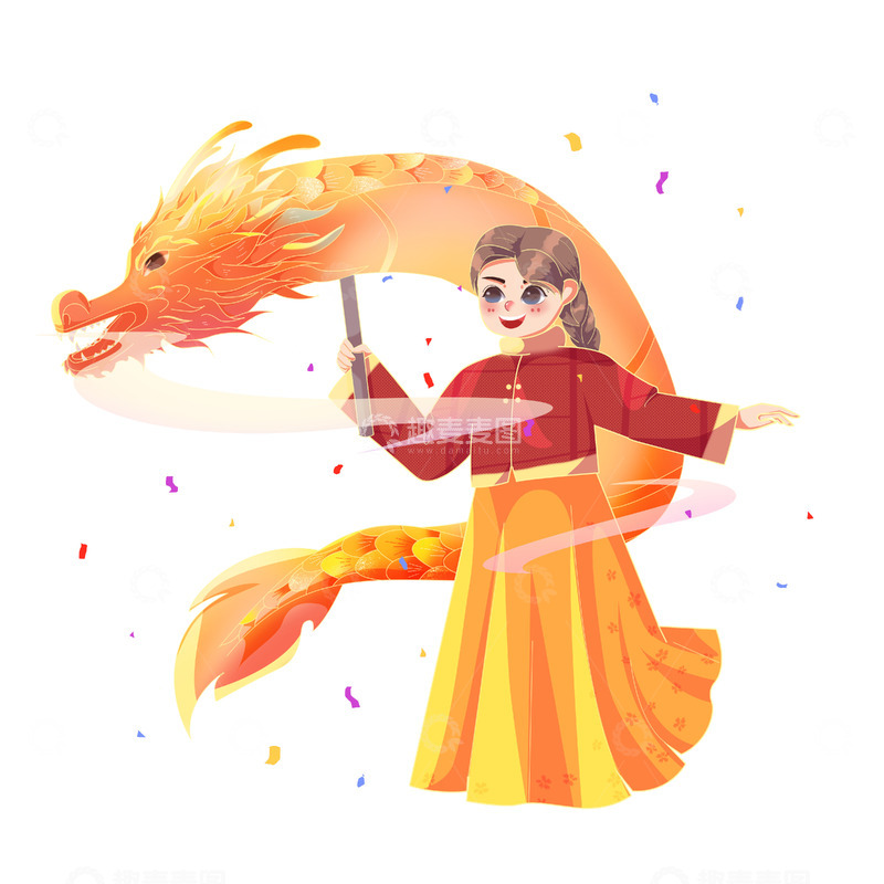 源文件下载【趣麦麦图】国潮舞龙节日庆祝